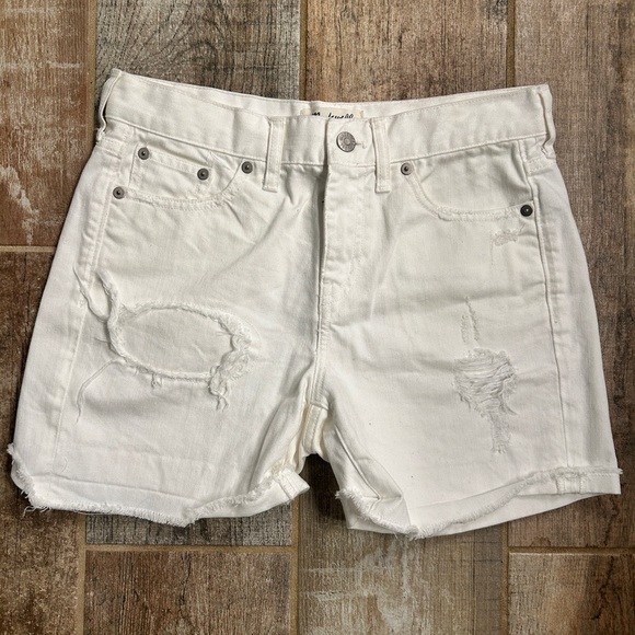 Madewell Patch & Repair High Rise Denim Shorts 24 - Picture 2 of 7
